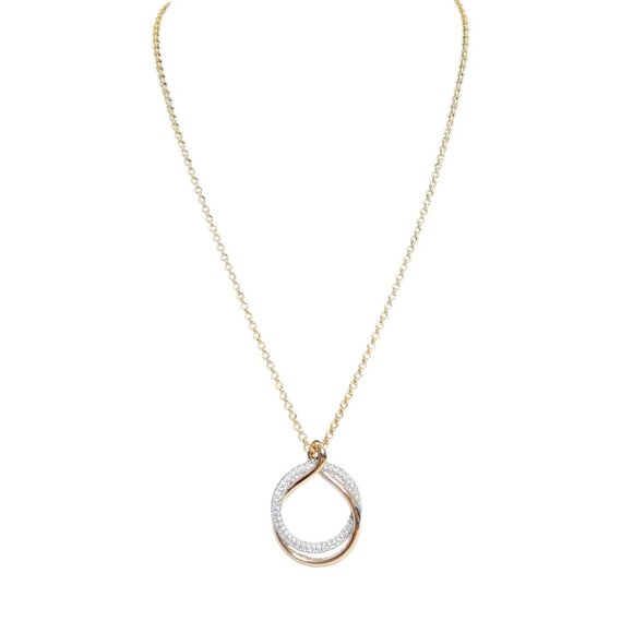 Swarovski Rose Gold Tone Rolo Chain Necklace With Crystal Exact Pendant (6007) - Picture 2 of 7